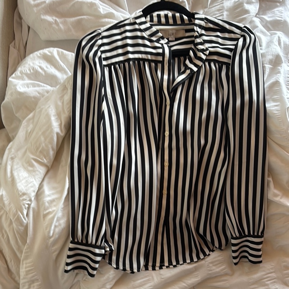 Striped Button-Up Blouse